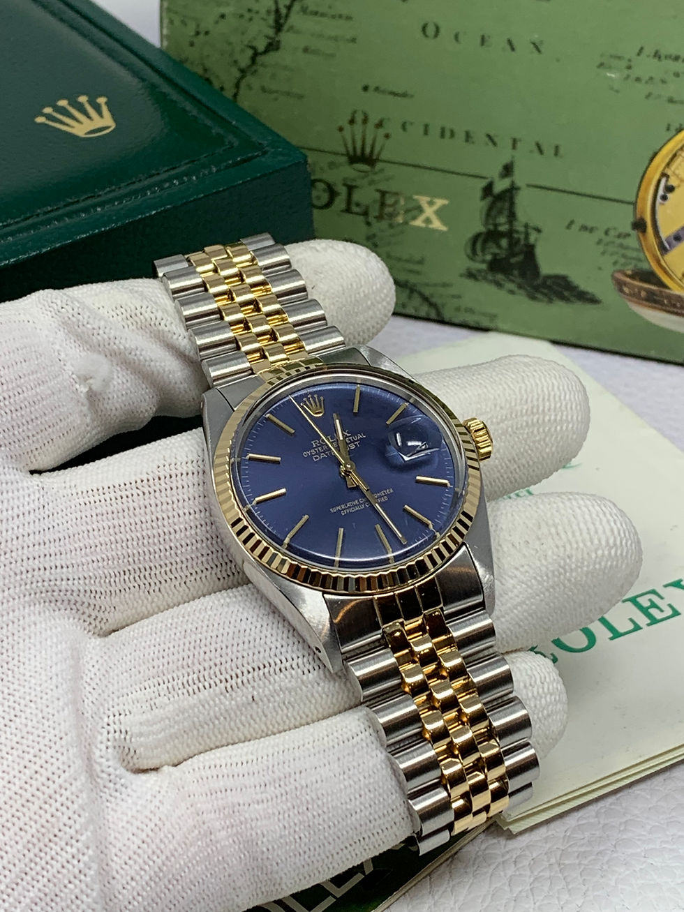 Thumbnail: Rolex Datejust Twotone 36MM Blue Stick Dial Ref. 16013