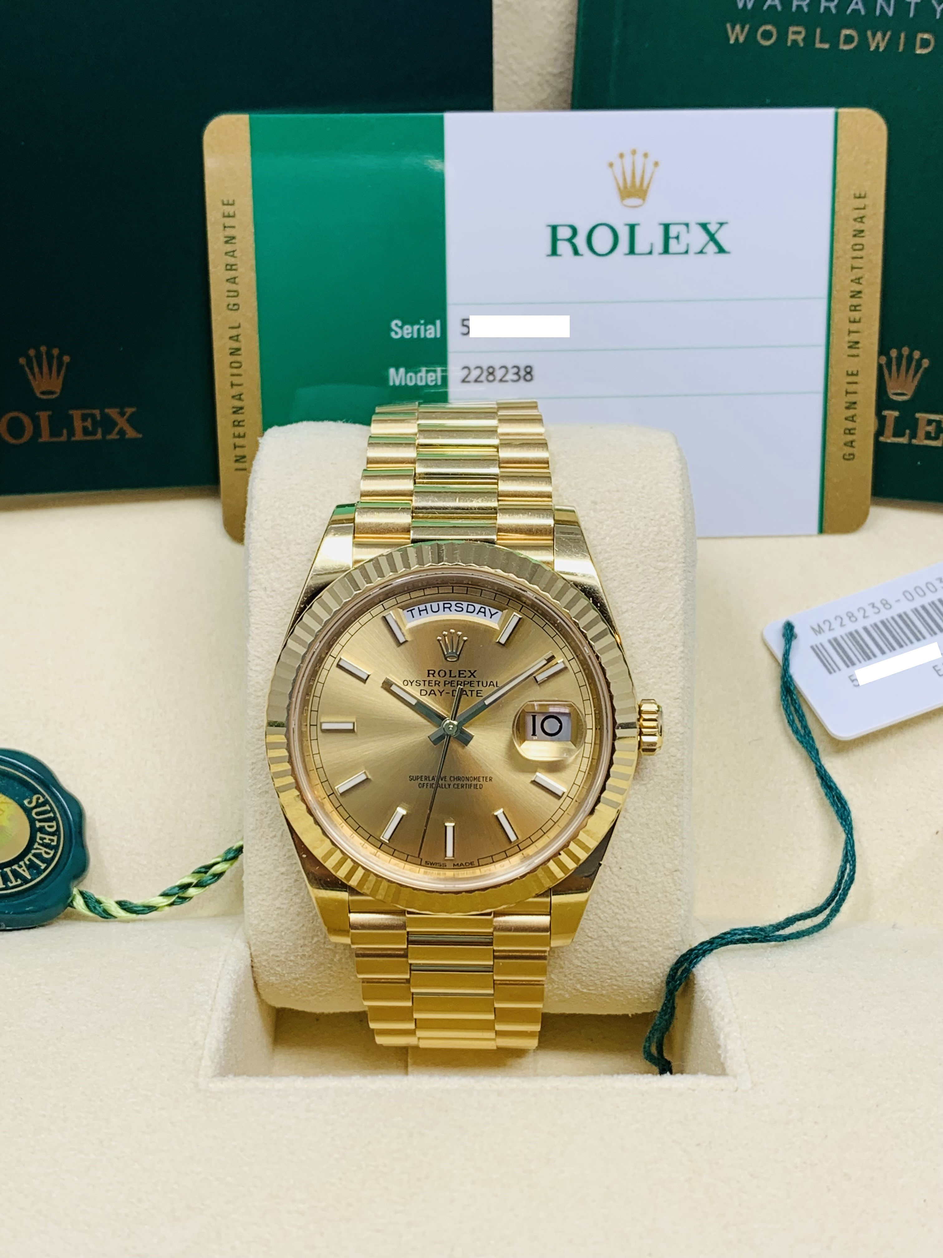 Rolex Day-Date President 40MM Champagne Dial Ref. 228238 *FULL SET*