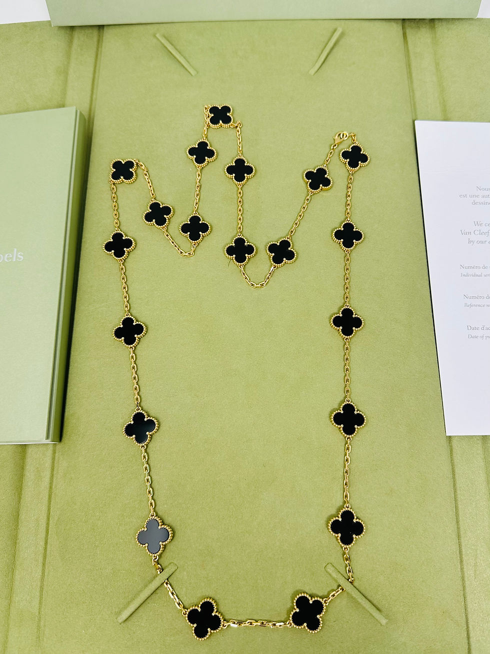 Thumbnail: Van Cleef & Arpels Vintage Alhambra Necklace 20 Motifs Yellow Gold Black Onyx