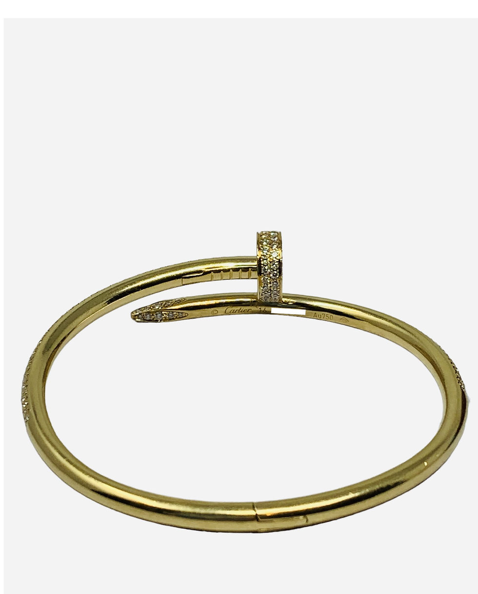 Thumbnail: Cartier Juste Un Clou Diamonds Yellow Gold Bracelet Size 16