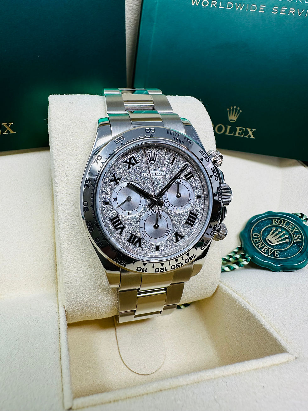 Thumbnail: Rolex Daytona White Gold Factory Pave Roman Diamond Dial 116509 Mint Condition