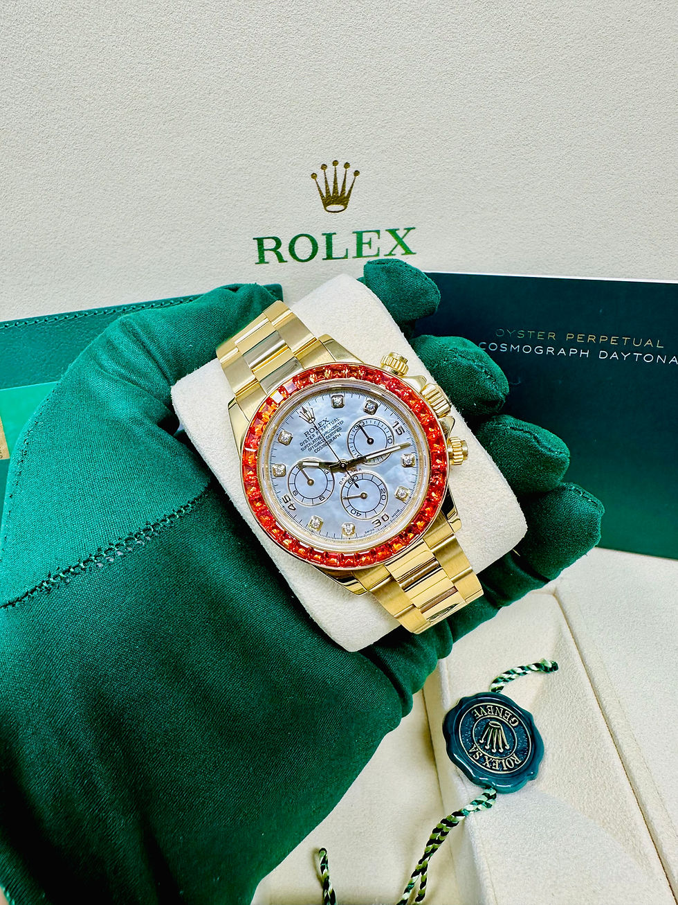 Thumbnail: Rolex Daytona 116578SACO Yellow Gold Orange Sapphire Mother Of Pearl Dial