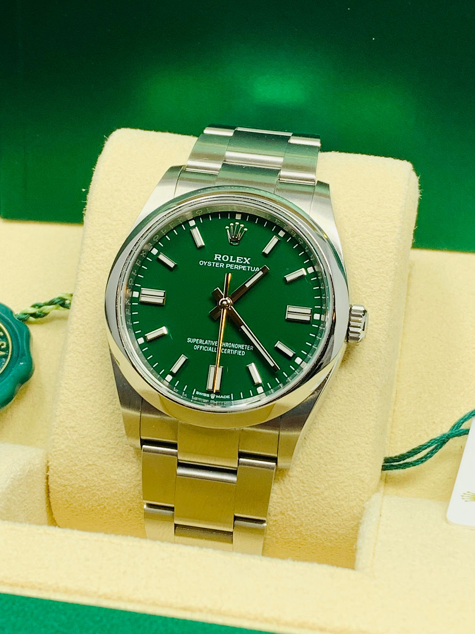 Thumbnail: Rolex Oyster Perpetual 36mm Stainless Steel Green Dial Ref. 126000 FULL SET