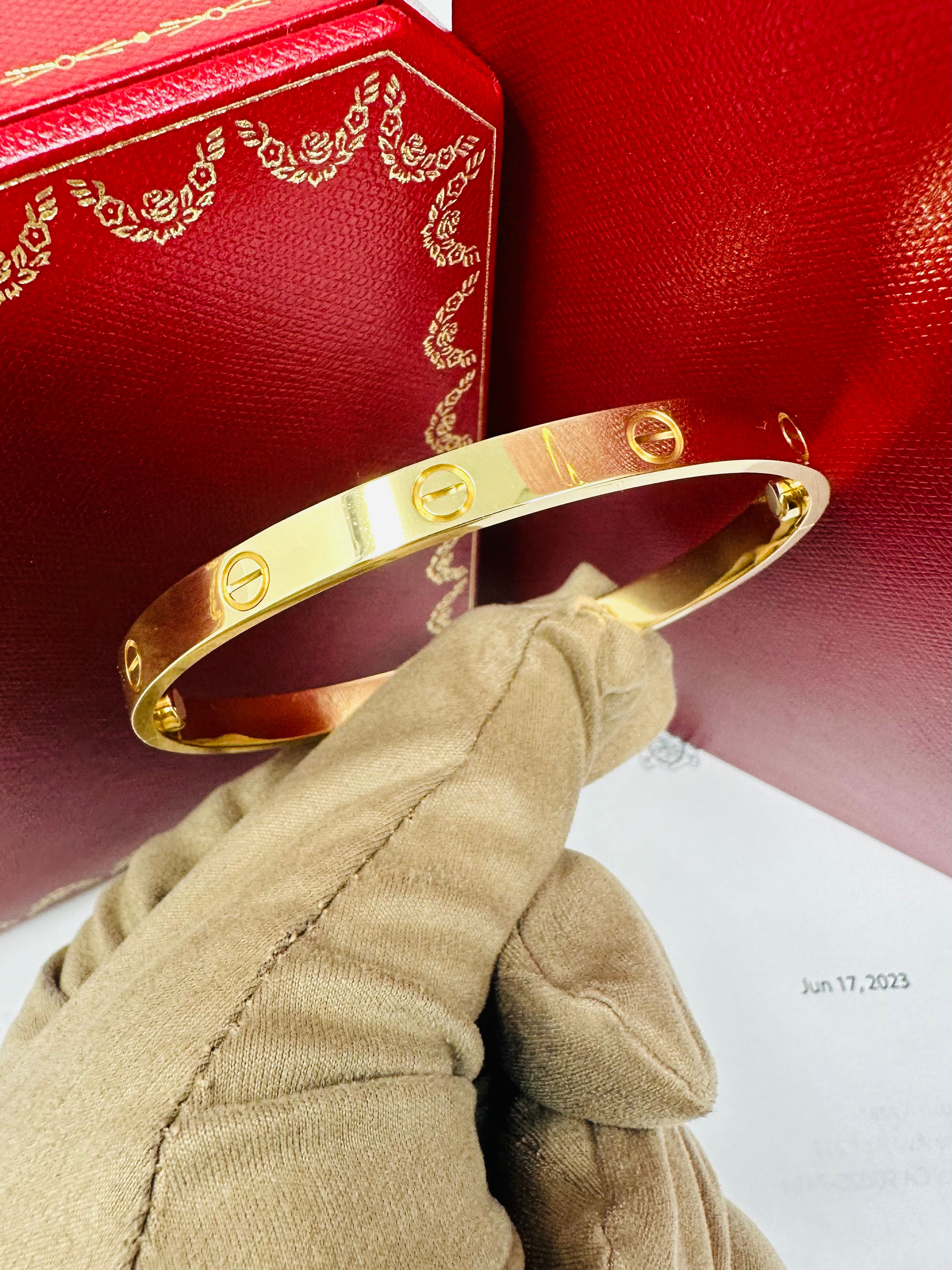 Cartier Love Bracelet Yellow Gold Size 19 With Cartier Purchase Receipt
