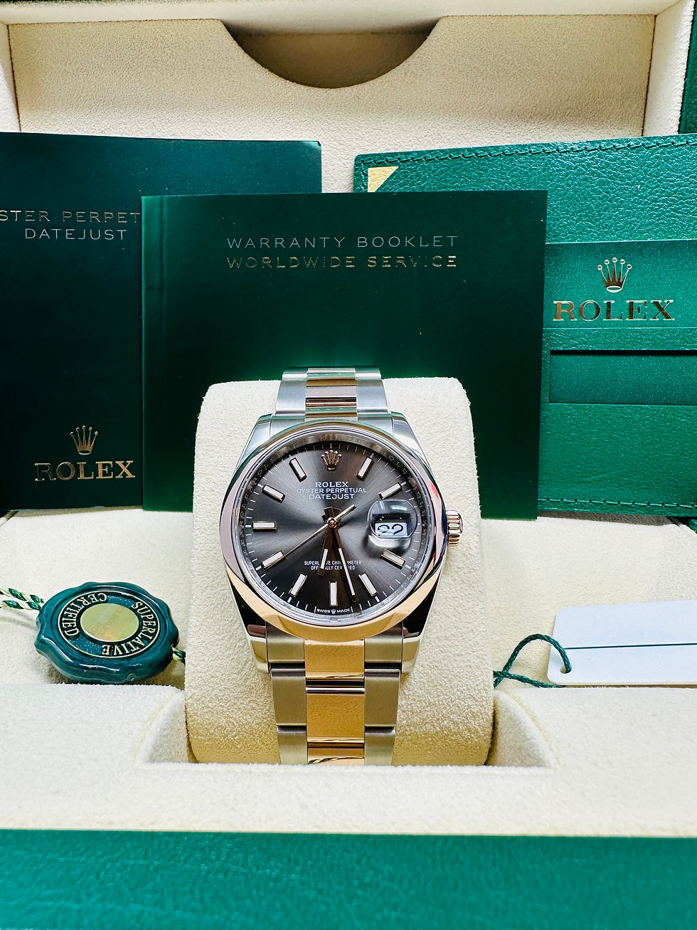 Thumbnail: Rolex Datejust 36MM Two Tone Rose Gold Rhodium Dial Oyster Bracelet 126201