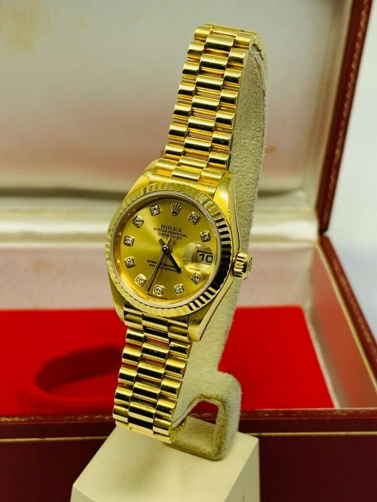 Thumbnail: Rolex Ladies Presidential Datejust 26MM w/ Factory Champagne Diamond Dial 69178