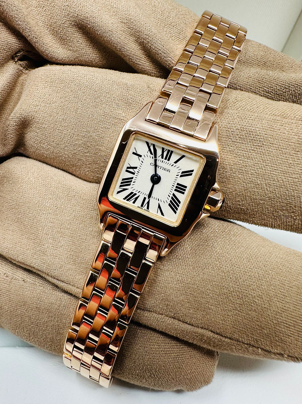 Thumbnail: Cartier Santos Demoiselle Rose Gold W25077X9 18MM ladies 2855