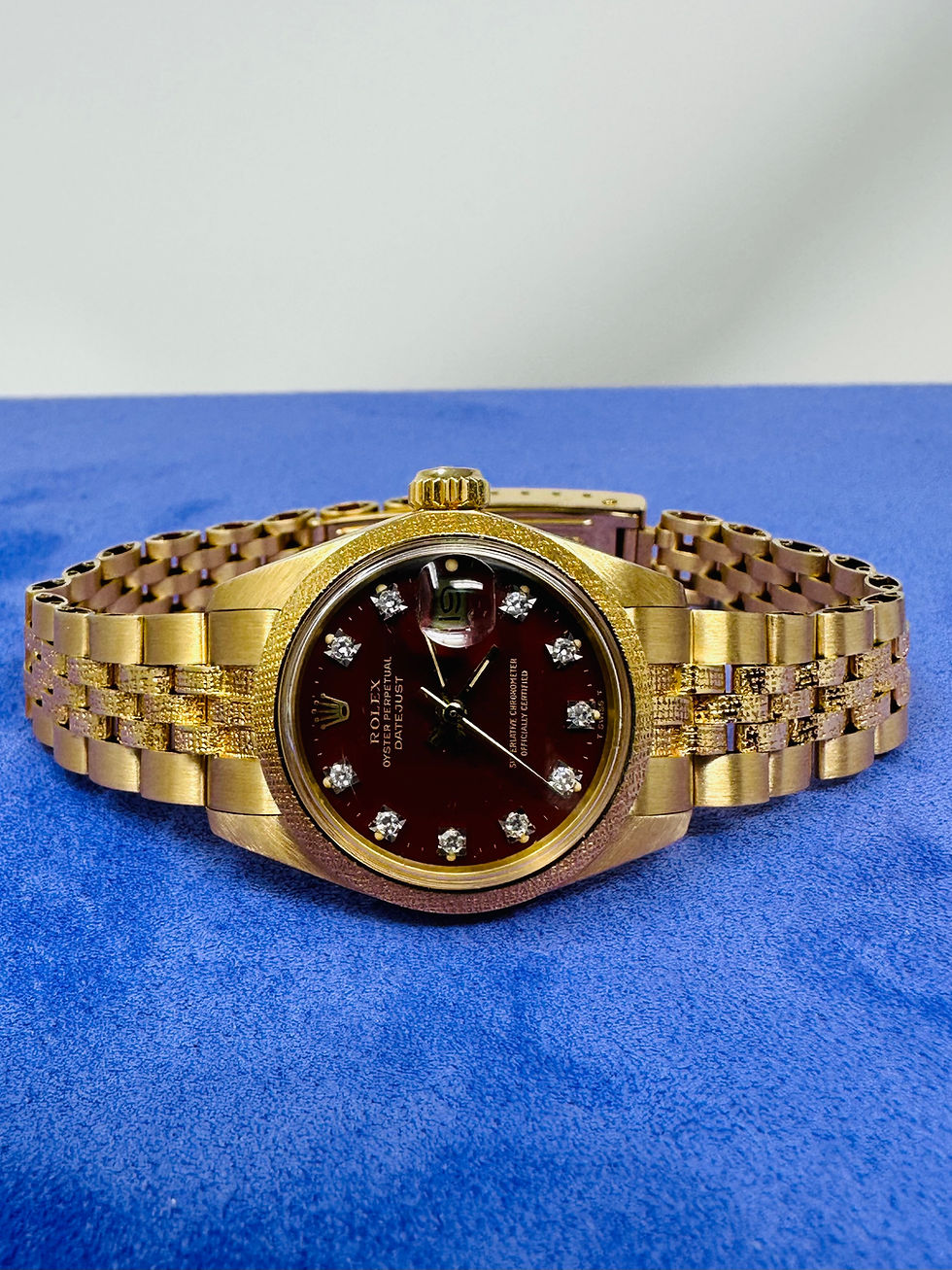 Thumbnail: Rolex Datejust Factory Oxblood Stella Diamond Dial Reference 6900
