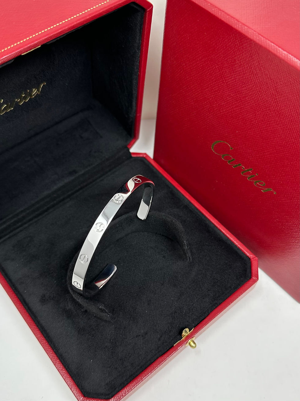 Thumbnail: Cartier Love Cuff Bracelet White Gold Size 20