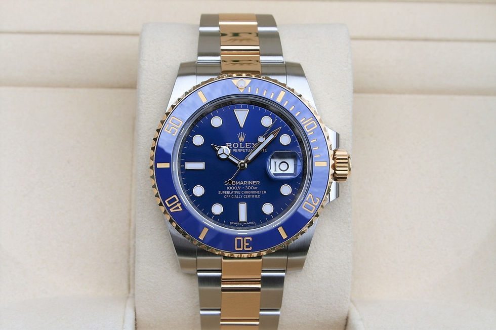 Rolex Submariner 40mm Two Tone Blue Dial Ceramic Bezel 116613