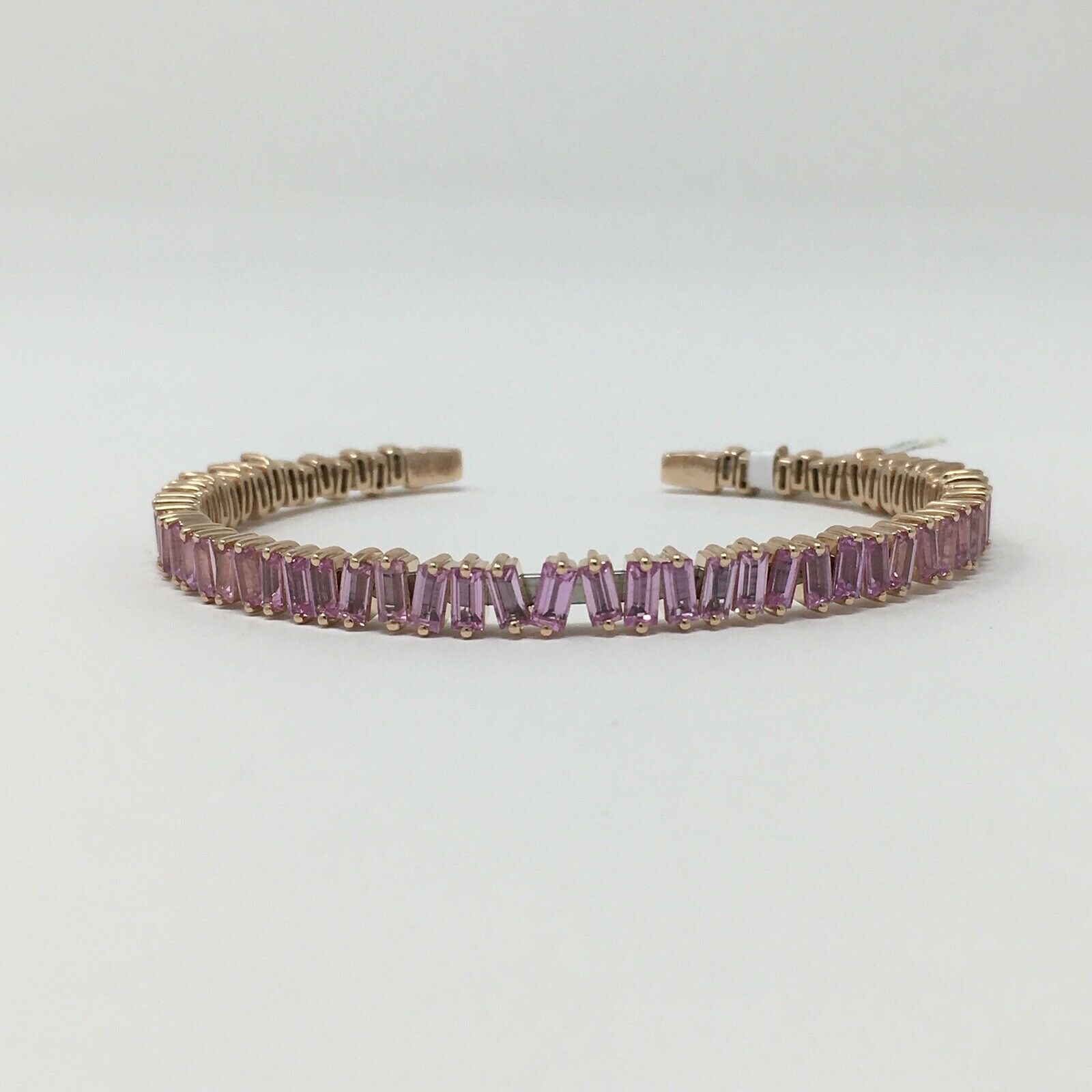 18K Rose Gold Pink Sapphire Bracelet Bangle