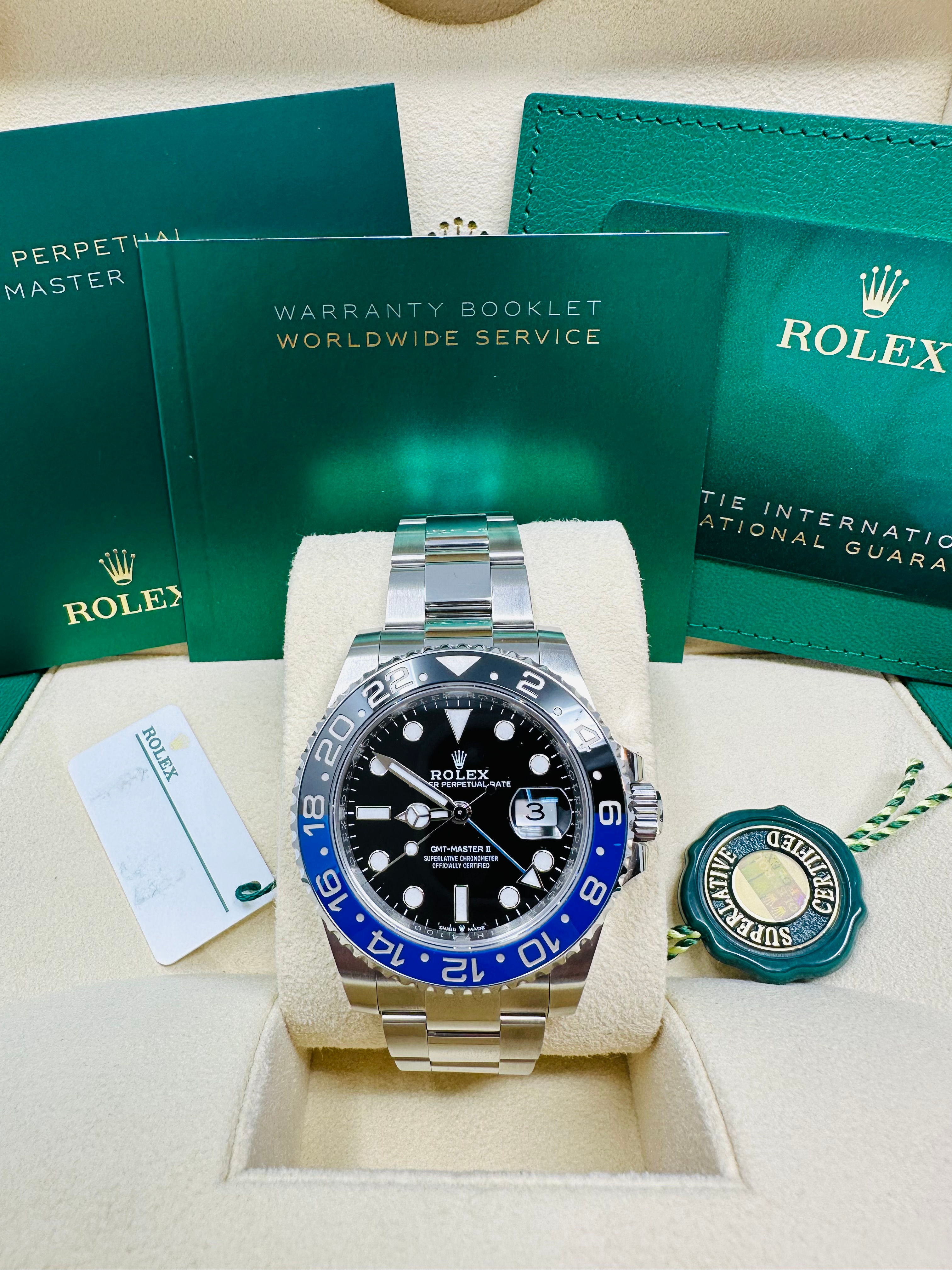 Rolex GMT- Master II Batman Oyster Stainless Steel 126710BLNR Complete Set