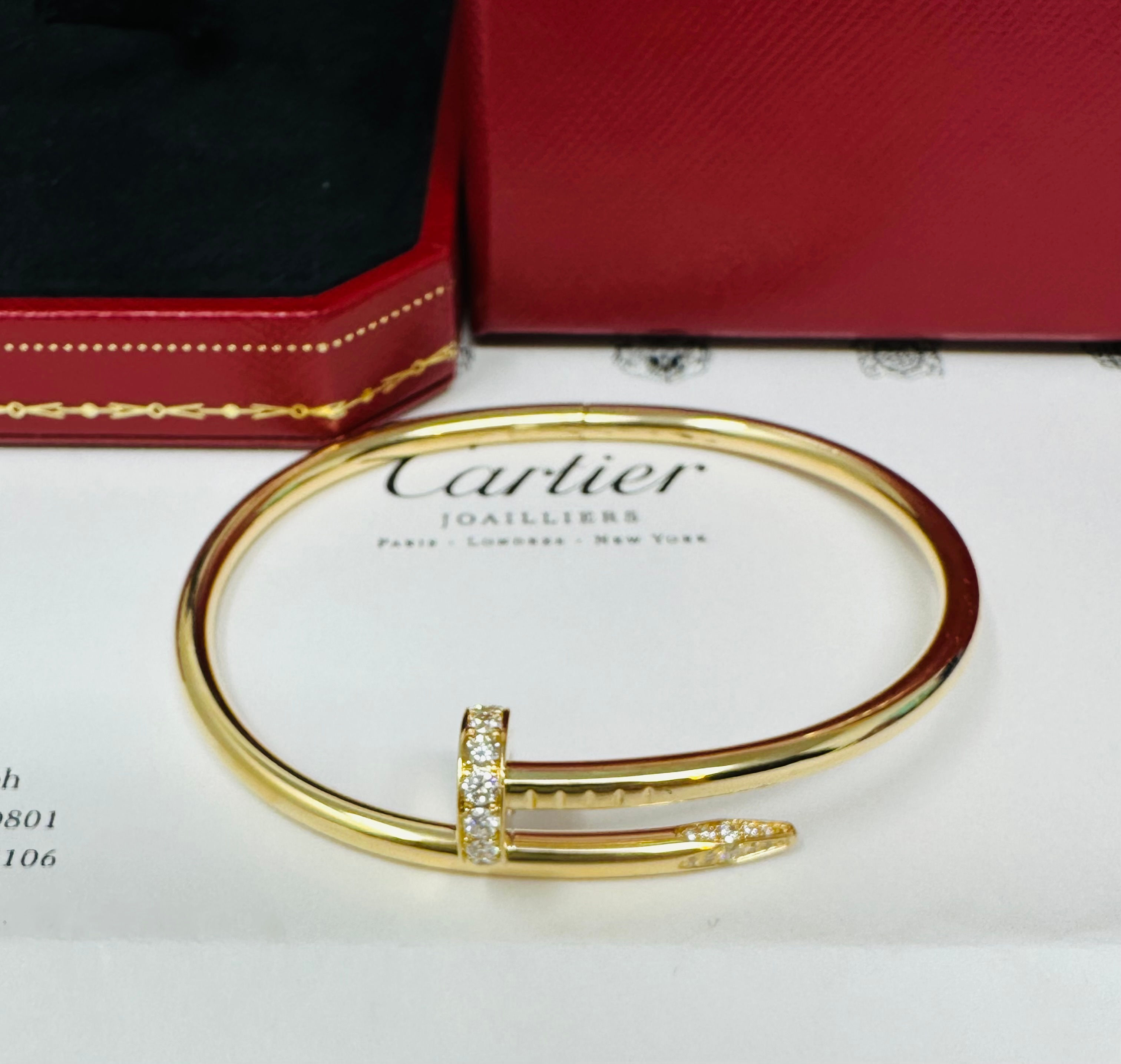 Cartier Juste Un Clou Yellow Gold Diamond Bracelet Size 17