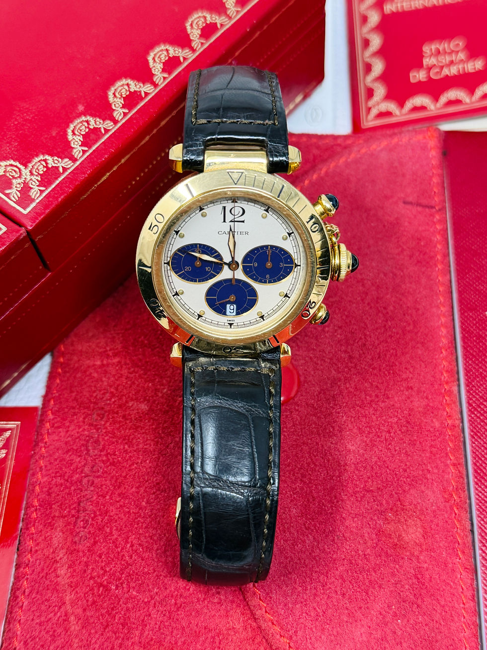 Thumbnail: Cartier Pasha Chronograph 18K Yellow Gold Model 30009 Box & Papers
