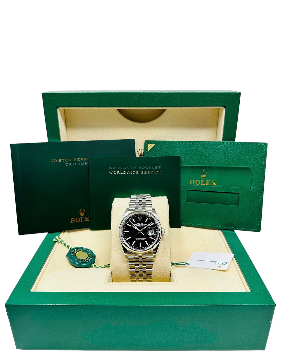 Thumbnail: Rolex Datejust 36MM 126200 Stainless Steel Black Dial Jubilee Bracelet