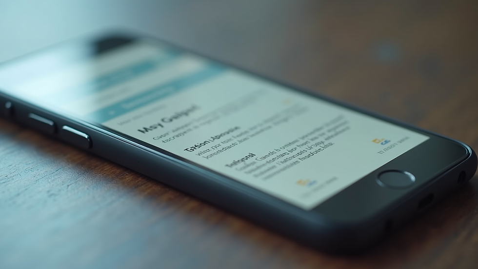 Eye-level view of a smartphone showing interactive medical leaflet