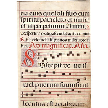 The Magnificat: Antiphonal Manuscript Fragment | 16th century | Spain