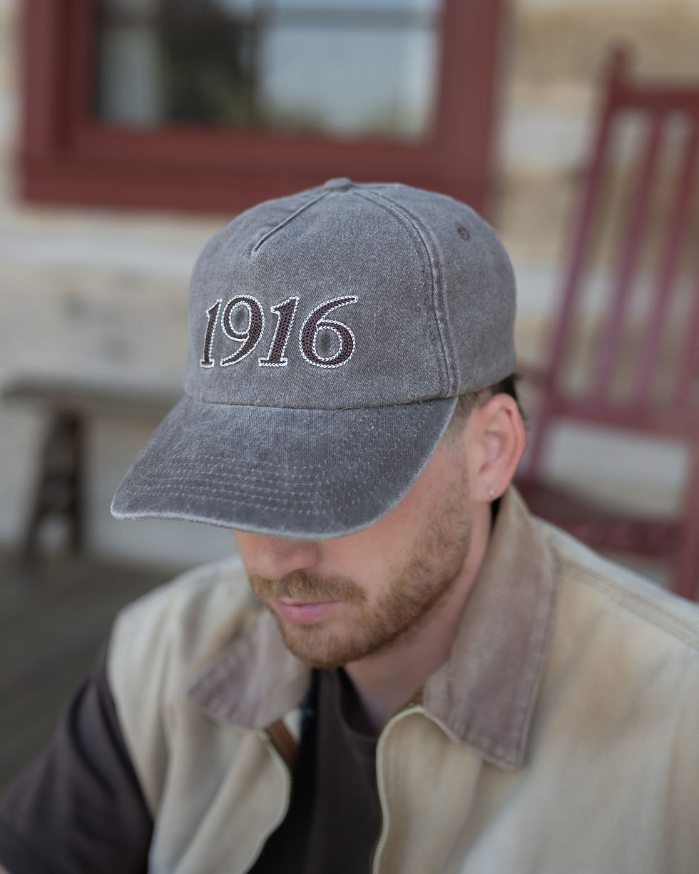 Thumbnail: The 1916 Washed Denim Hat / Cap / 5 Panel Unstructured