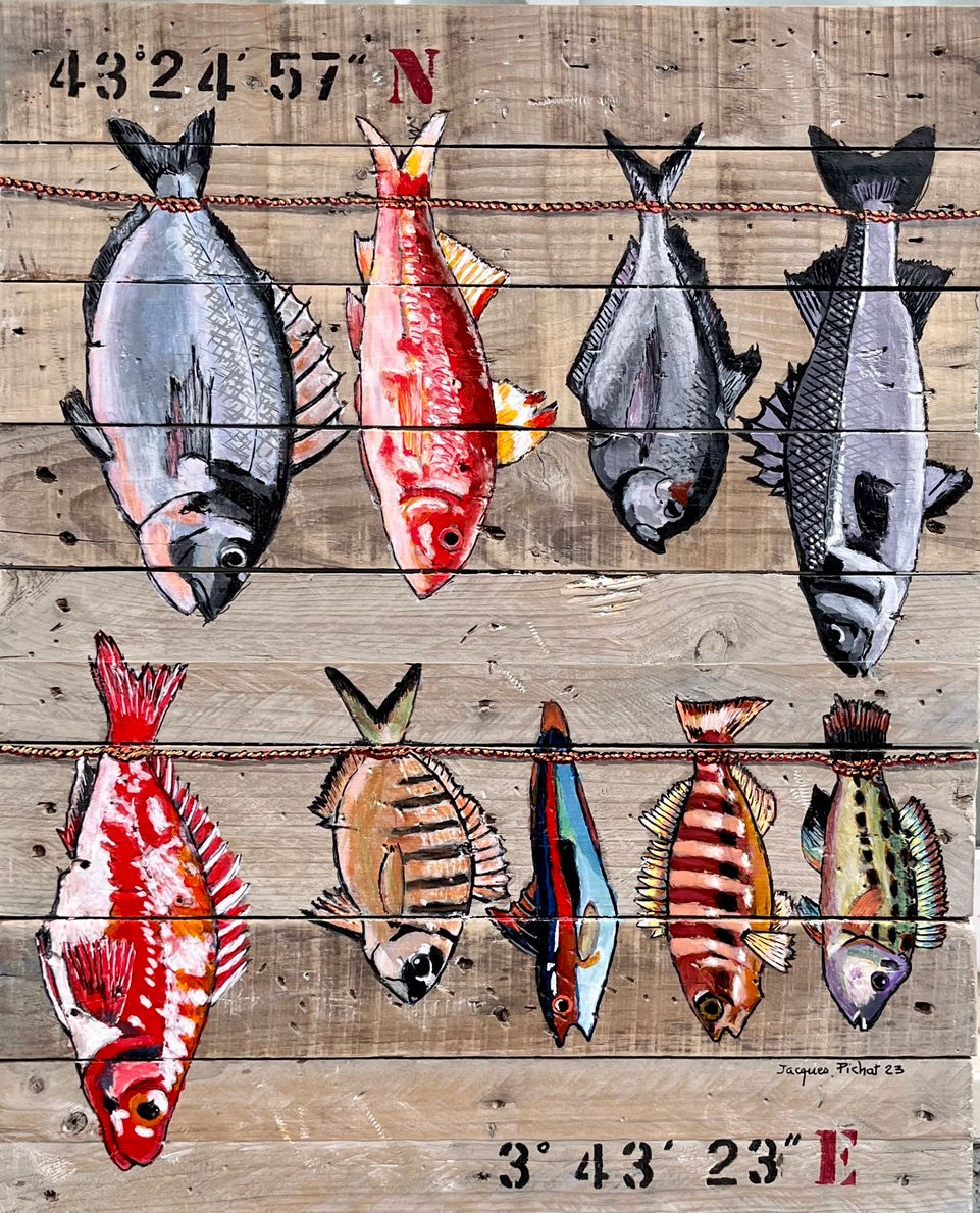 Poissons sur bois