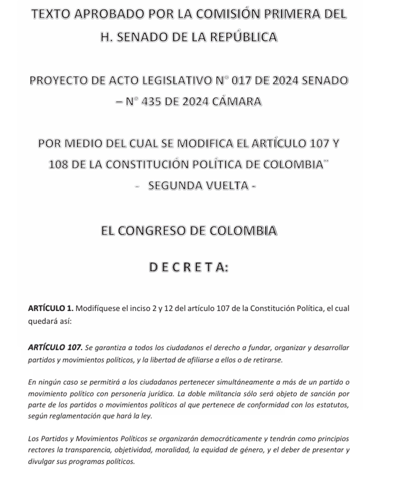 Fuente: Gaceta del Congreso No. 518 de 2025