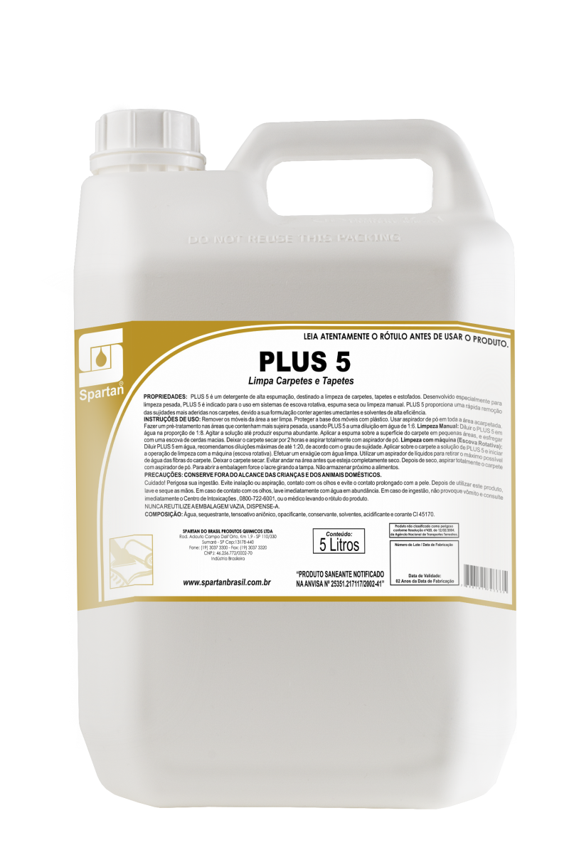Detergente Concentrado de Alta Espumação Plus 5 5lt Spartan