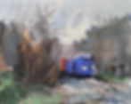 "Blue Train" - acrylic on cradled panel - 14"x 18" - Sold