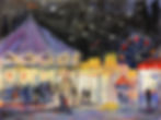 "Carousel & Ferris Wheel" - acrylic on canvas - 12"x 16" - Sold