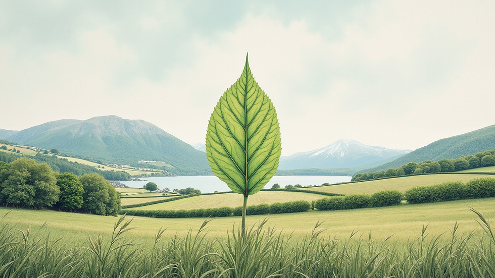 Eye-level view of detailed botanical drawing of a leaf