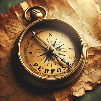 a compass with purpose written on it