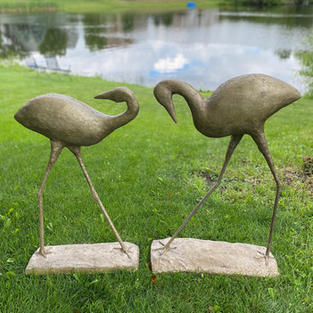 "Water Birds", Agnes Turman (Sparkling Plaster, Foam Putty, Garden Stakes, Scrap Wood, Spray Paint)