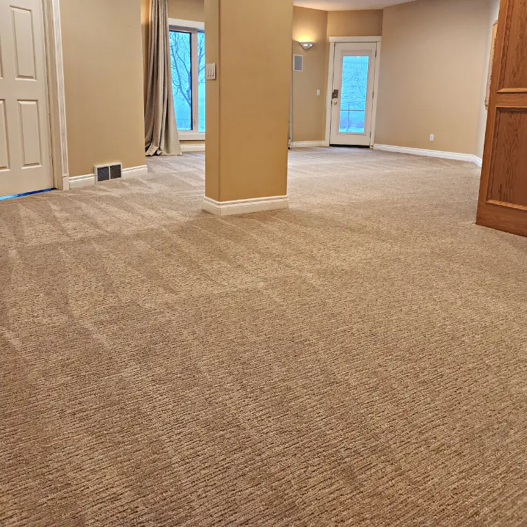 freshly cleaned biege carpet by OneTwoClean carpet cleaning Calgary