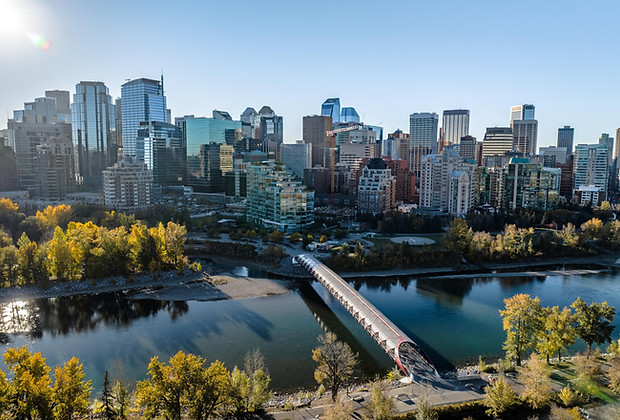 View of downtown Calgary and Peace Bridge