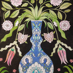 floral art, botanical art, william de morris, sacred geometry, geometry, mixed media, black
