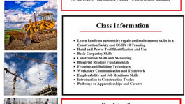 Construction Pre-Apprenticeship Program starting in August 2026 @ Elkhart Adult & Community Education  Annex.