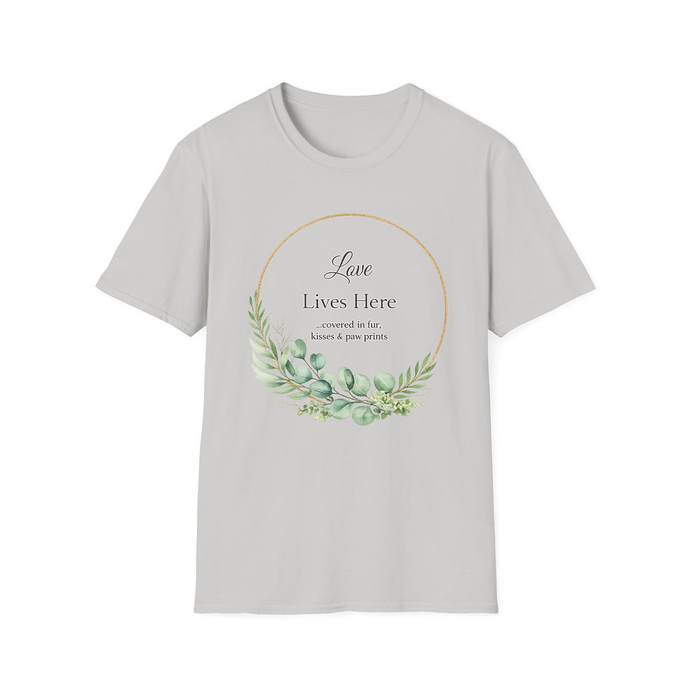 Thumbnail: Love Lives Here T-Shirt - Dog and Cat Lover - Pet Lover Gift