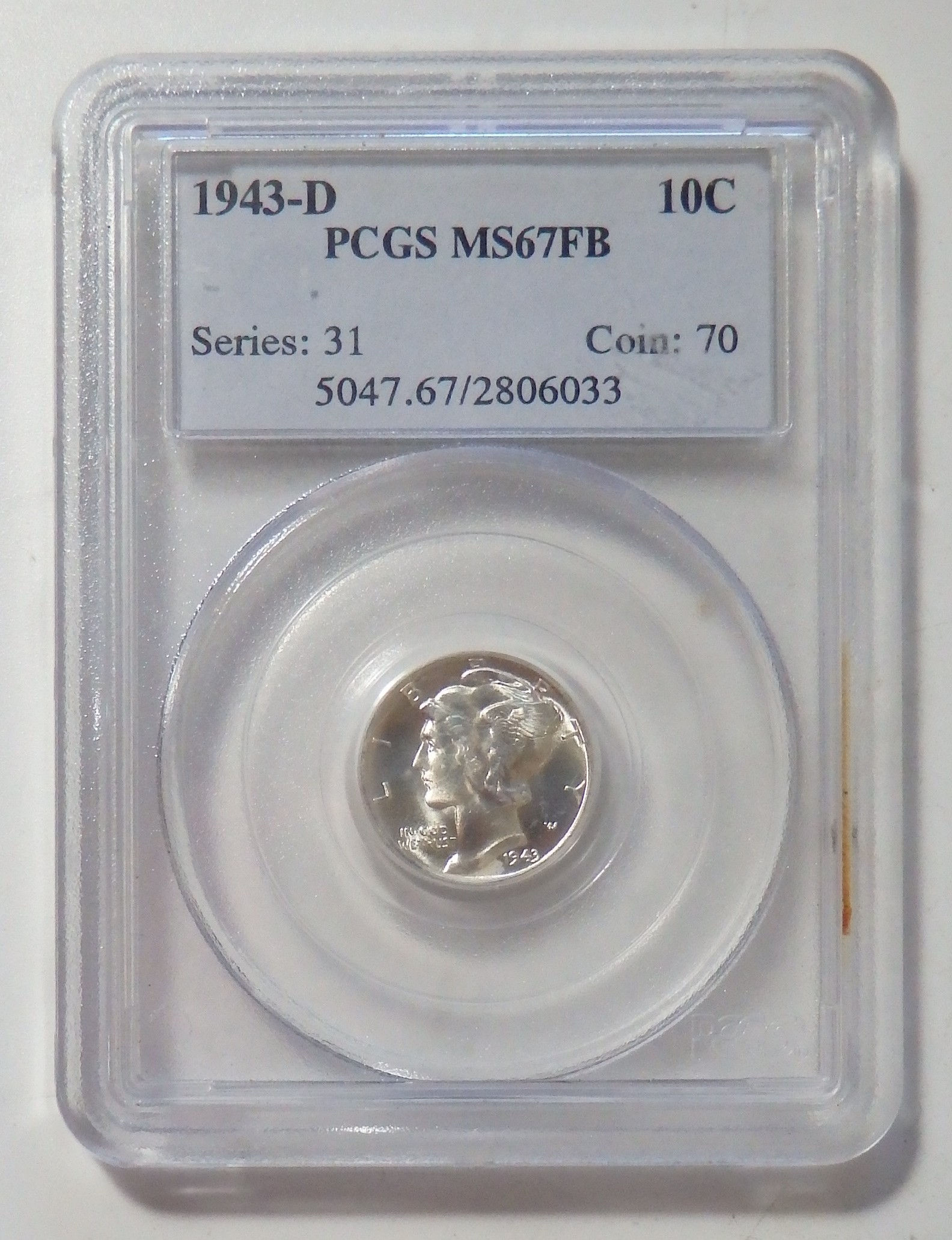 1943-D Mercury Dime - MS67FB
