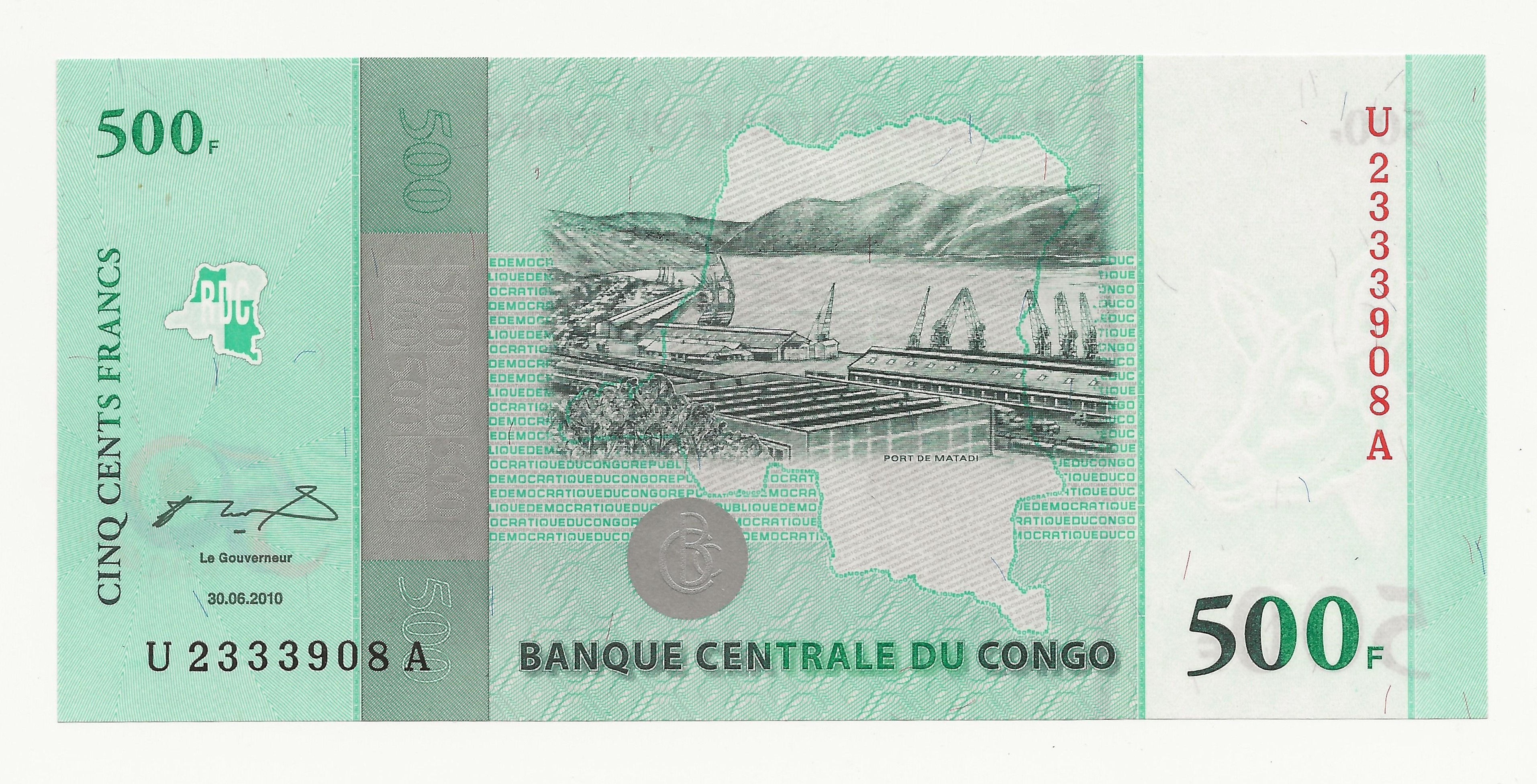 Congo, D.R. - 500 Francs - 2010 - pick# 100a