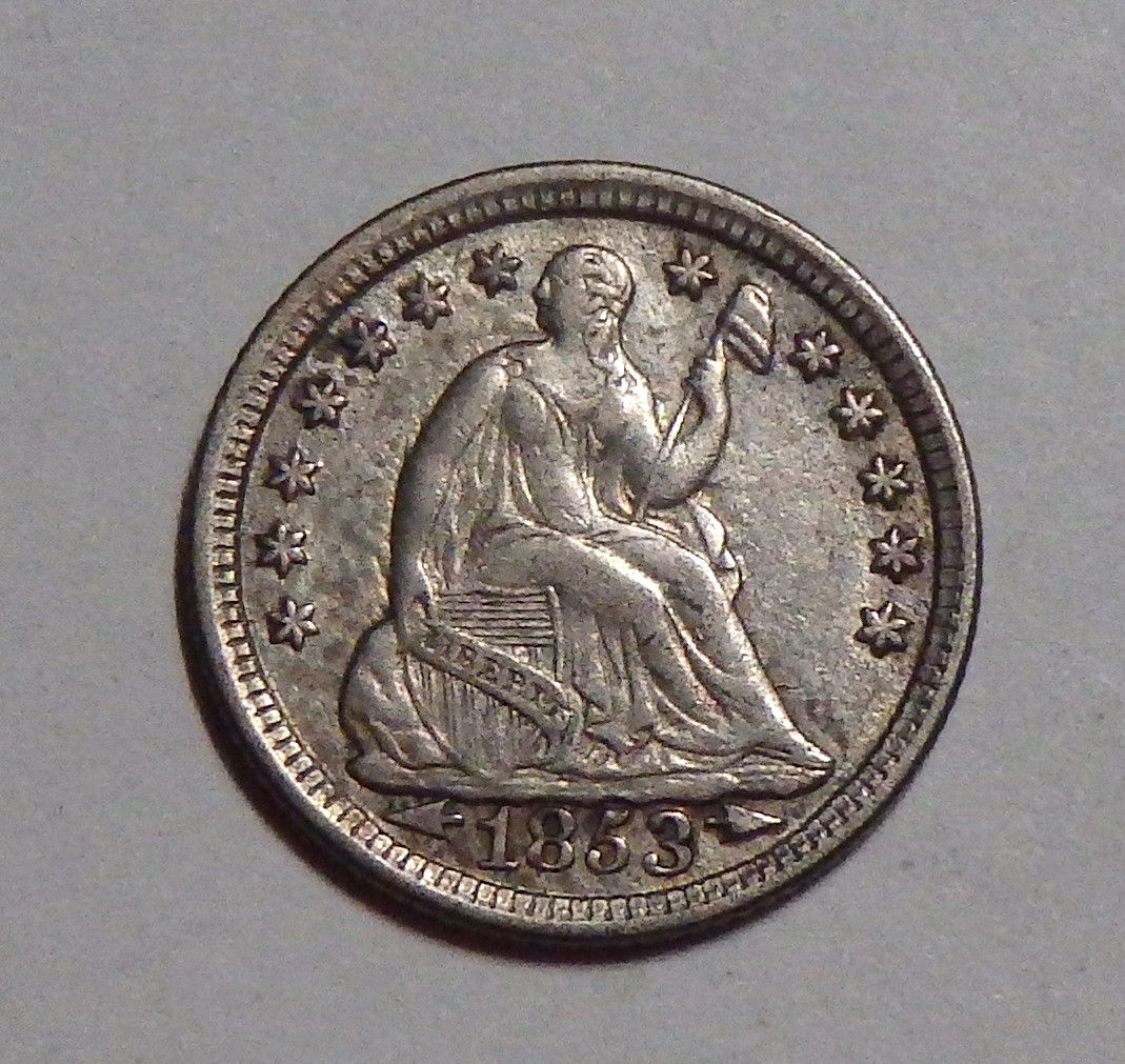 1853 w/ arrows Seated Liberty Half Dime - Extra Fine