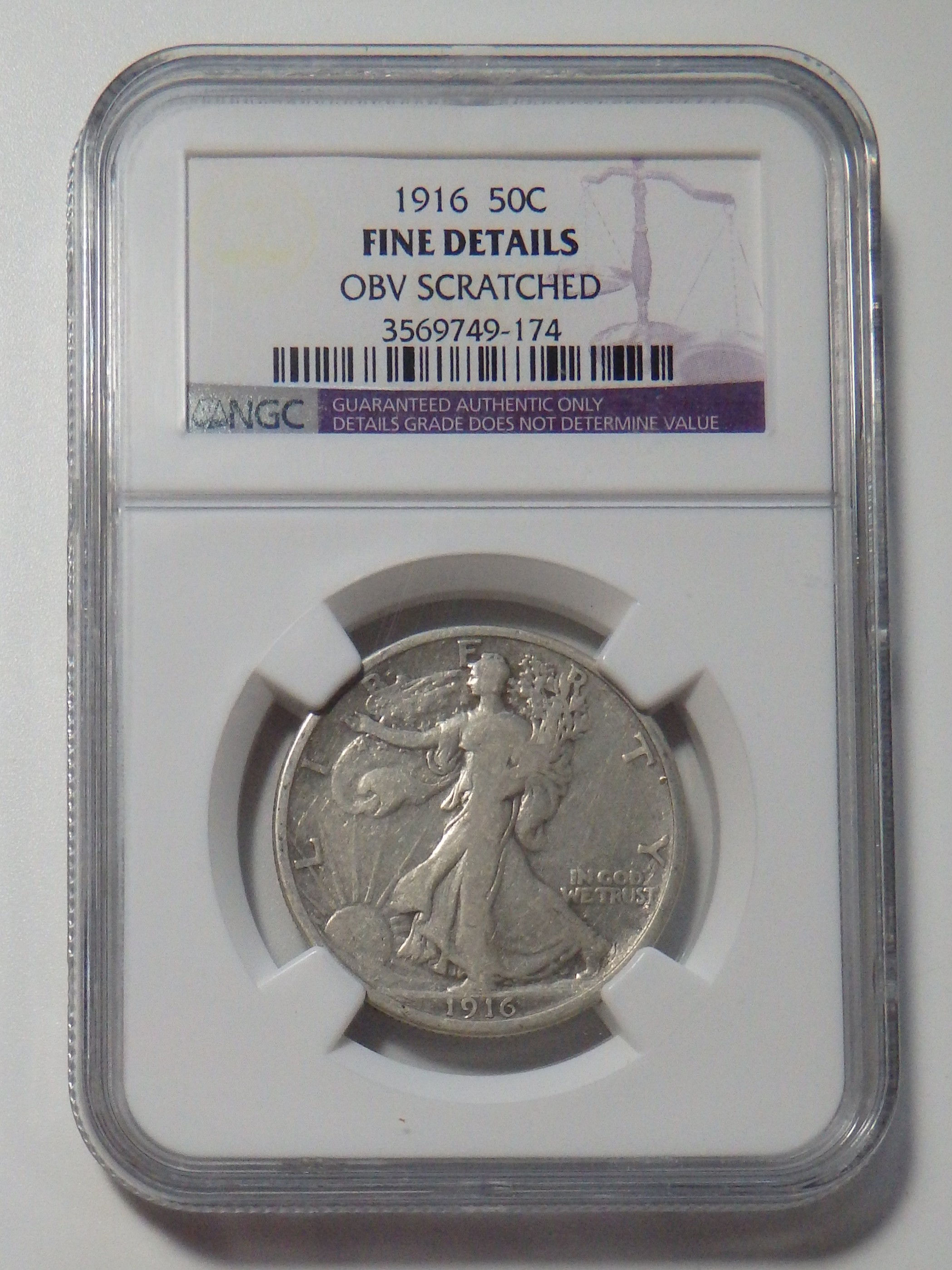 1916 Walking Liberty Half Dollar - Fine Details