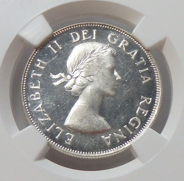Thumbnail: Canada - Half Dollar - 1953 (Sm Date No Shoulder Fold) (MS63)