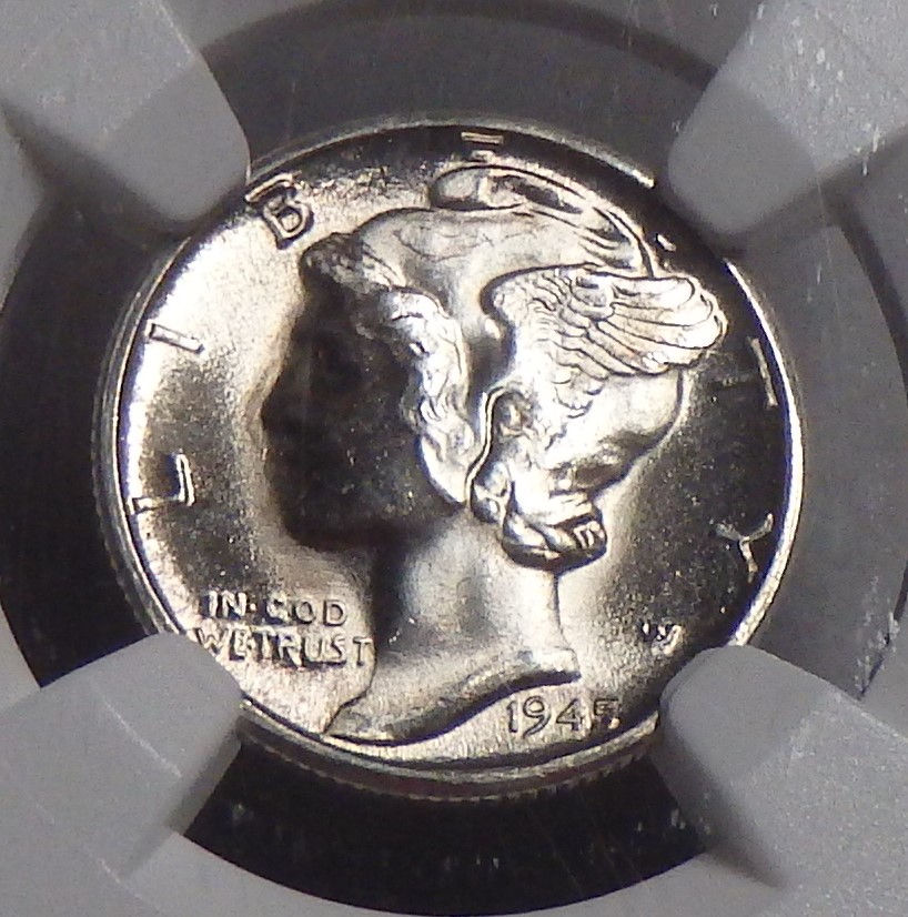 Thumbnail: 1945-D Mercury Dime - MS67FB