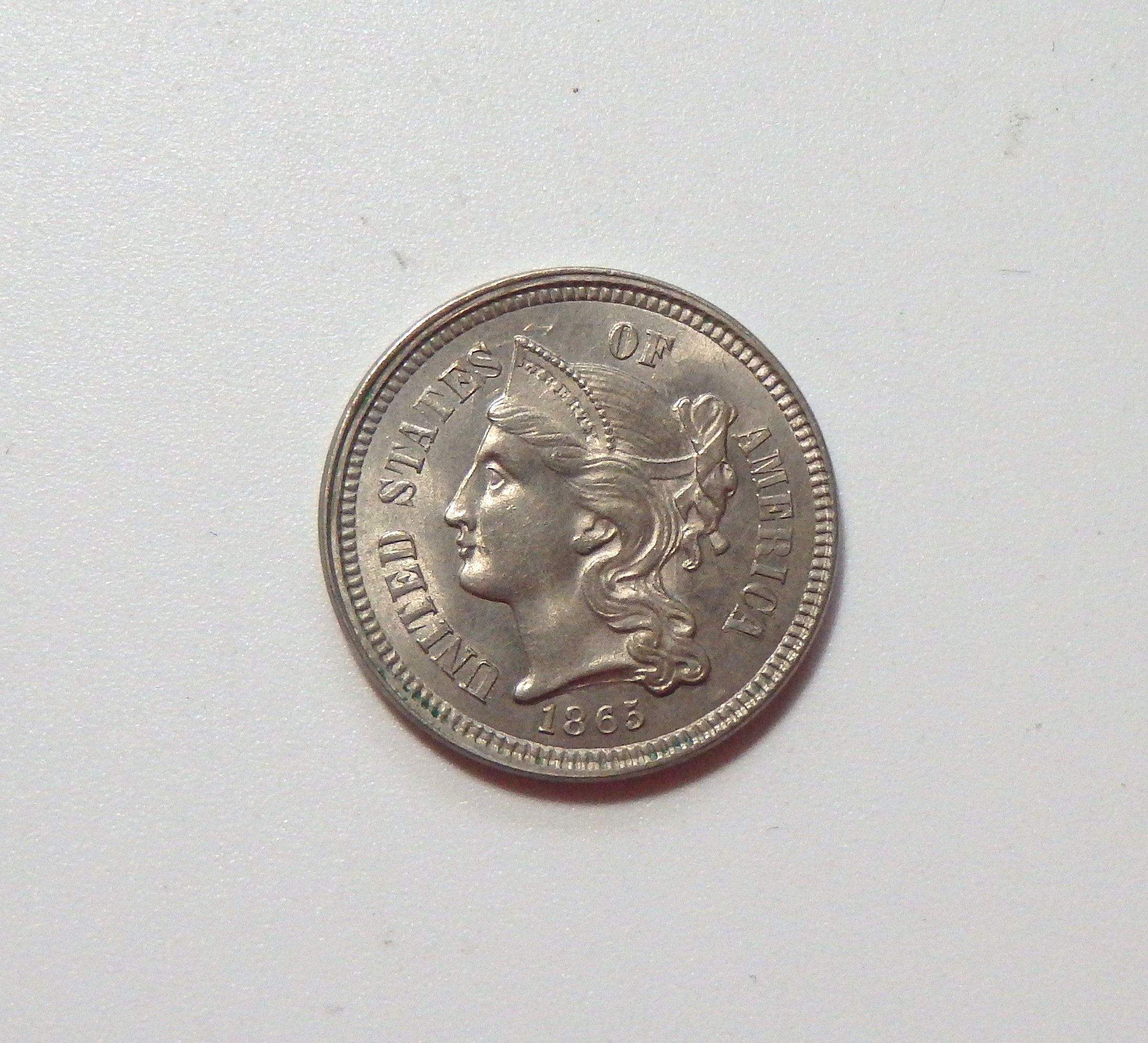 1865 Three Cent Nickel - Uncirculated