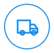 Blue circular moving truck icon representing professional moving services