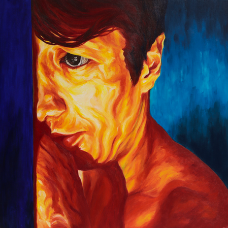 ardor, passion, emotions, warmth, excitement, tenderness, flame, amour, delight, lust, art, male, portrait, love