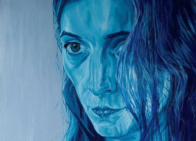 "Phénix is a spirit in transition — where the soul burns to be remade, yet still remembers the ash. Acrylic on canvas board, 60 × 80 cm, 2021. Original painting by Ewa Hewelt.