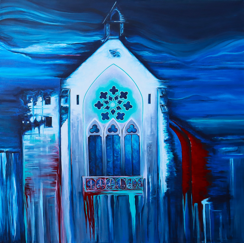 Acrylic painting. Anxiety. Expressionism. Chapel. Artiste. 