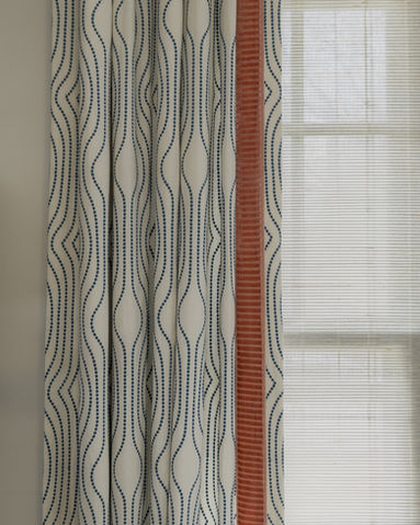 closet up window drapery panel with trim by serenity home styling