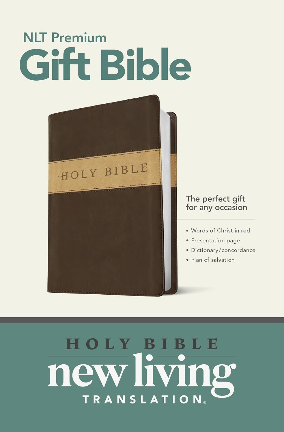 Premium Gift Bible NLT, TuTone (LeatherLike, Dark Brown/Tan, Red Letter)
