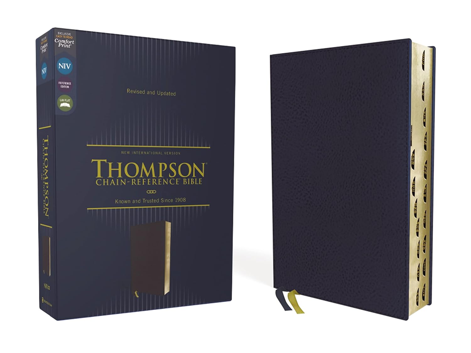 NIV, Thompson Chain-Reference Bible, Leathersoft, Navy, Thumb Indexed, Red Lette
