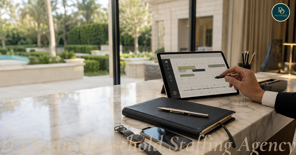 Luxury household PA coordinating schedules in Dubai - D'Ocean Household Staffing